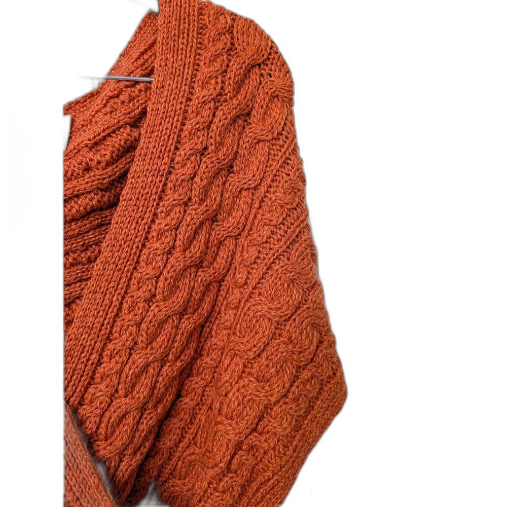 Aran Sweater Wrap 100% Irish Merino Wool | SZ Med - Picture 7 of 10
